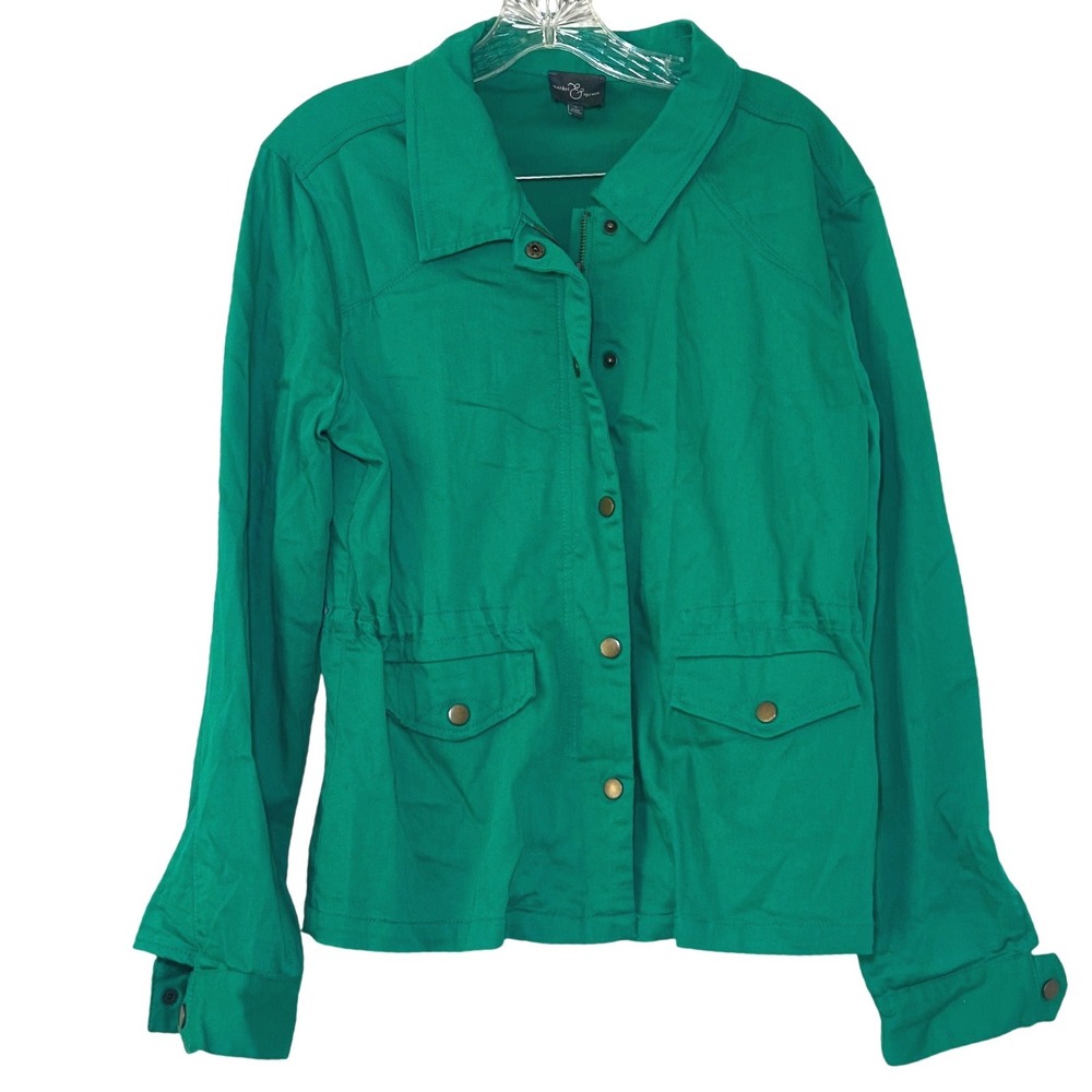 Market & Spruce Womens Green Utility Field Jacket Size S Cotton Blend safari